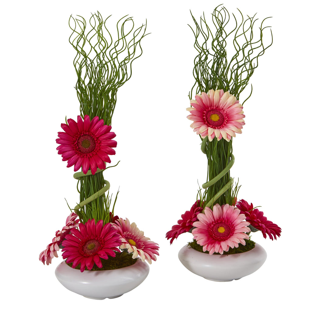 11" Rose Artificial Arrangement in Glass Vase (Set of 2)