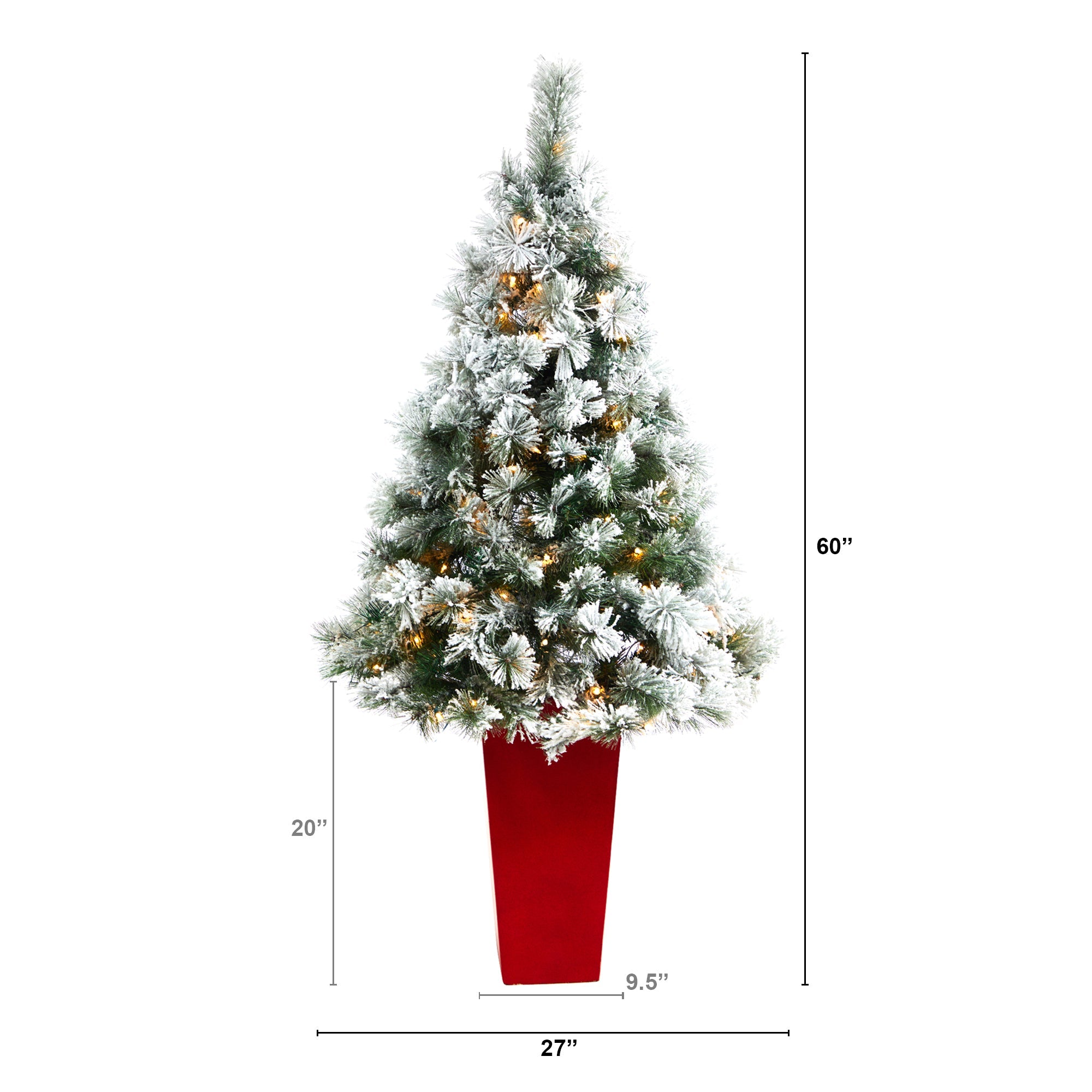 5' Flocked Oregon Pine Artificial Christmas Tree w/ 100 Clear Lights