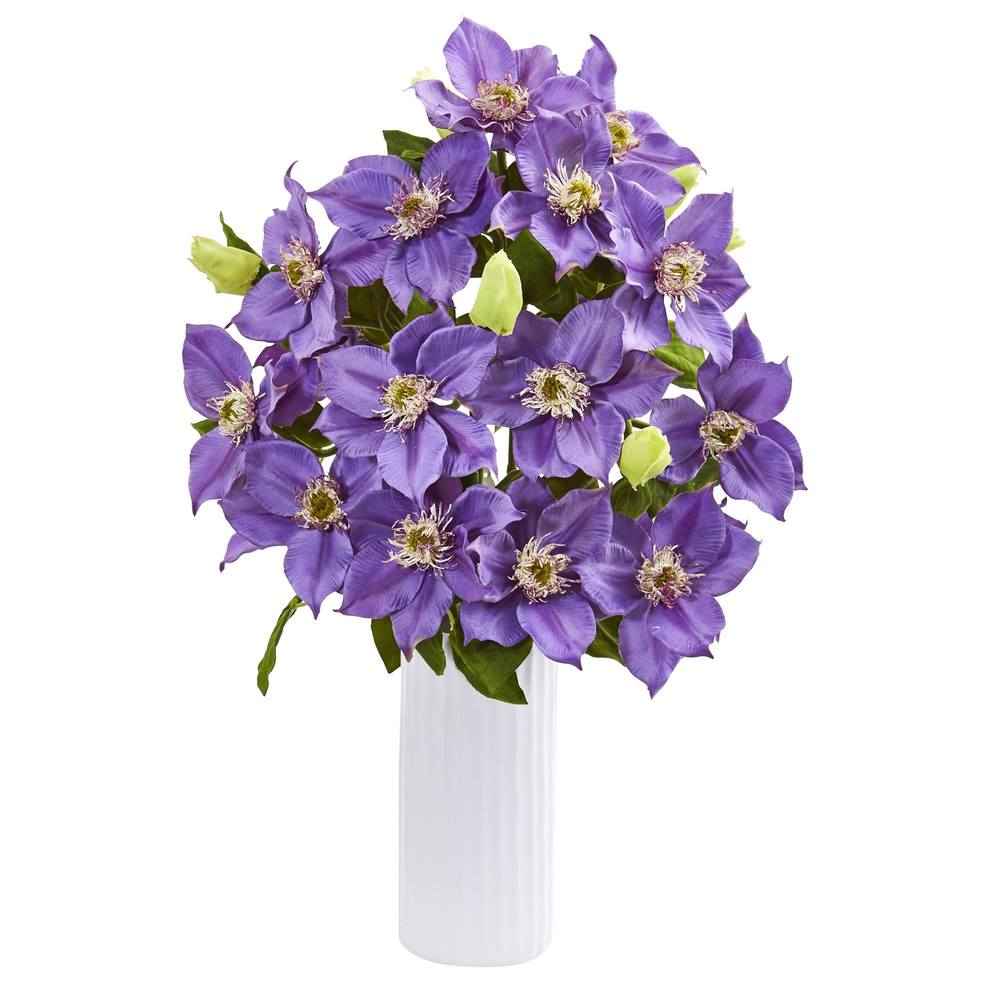 Nearly Natural 21" Anemone Artificial Arrangement In White Vase 1905-LV