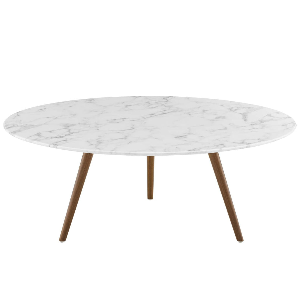 Lippa 40" Round Faux Marble Coffee Table with Tripod Base by Modway