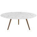 Lippa 40" Round Faux Marble Coffee Table with Tripod Base by Modway