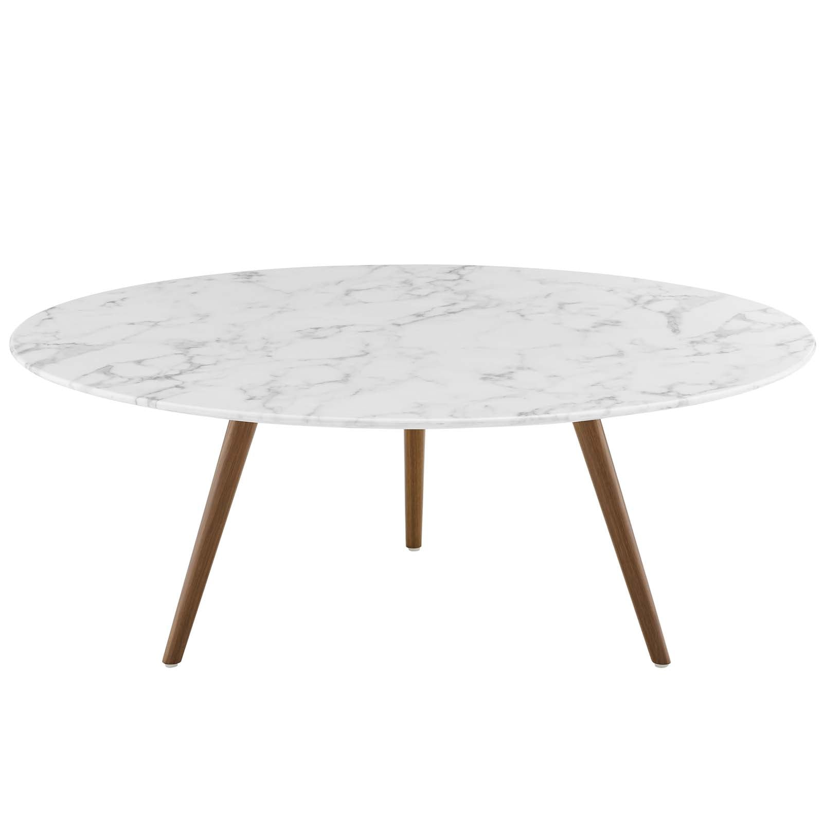Lippa 40" Round Faux Marble Coffee Table with Tripod Base by Modway