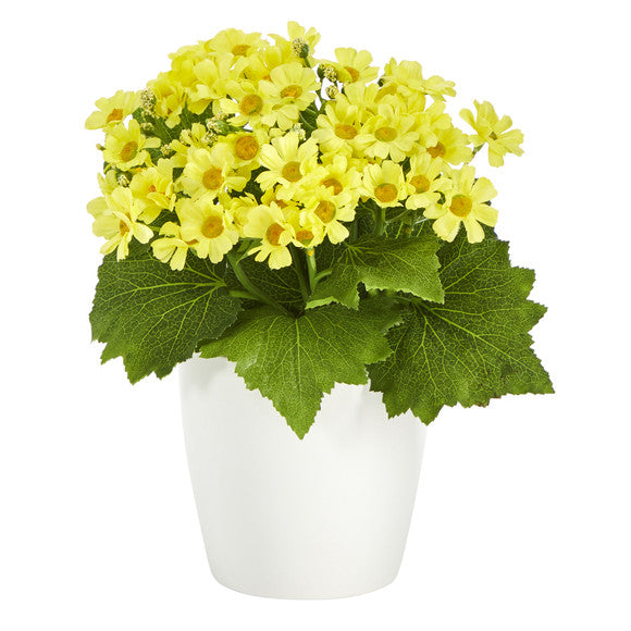 10" Daisy Artificial Plant in White Planter