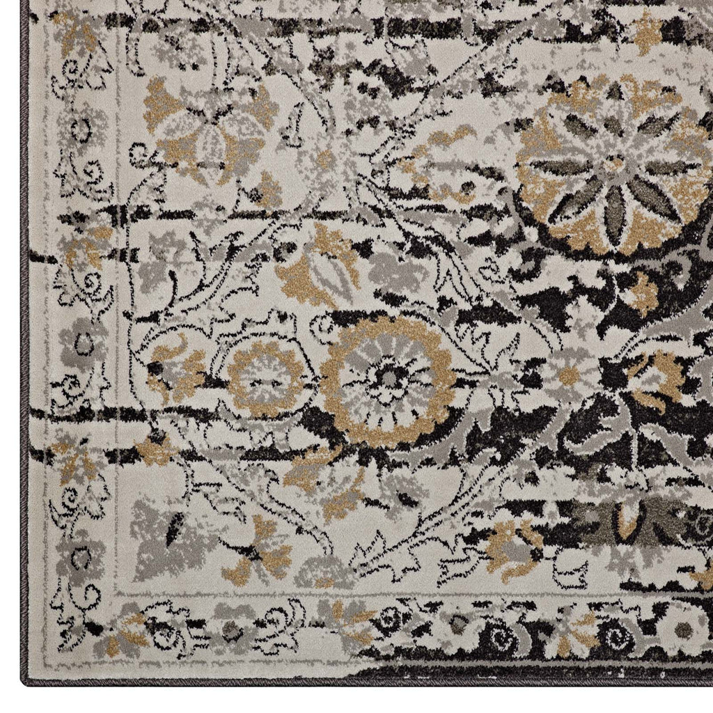 Ganesa Distressed Diamond Floral Lattice 5x8 Area Rug by Modway
