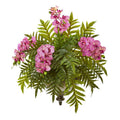 Phalaenopsis Orchid and Fern Artificial Plant in Metal Hanging Bowl