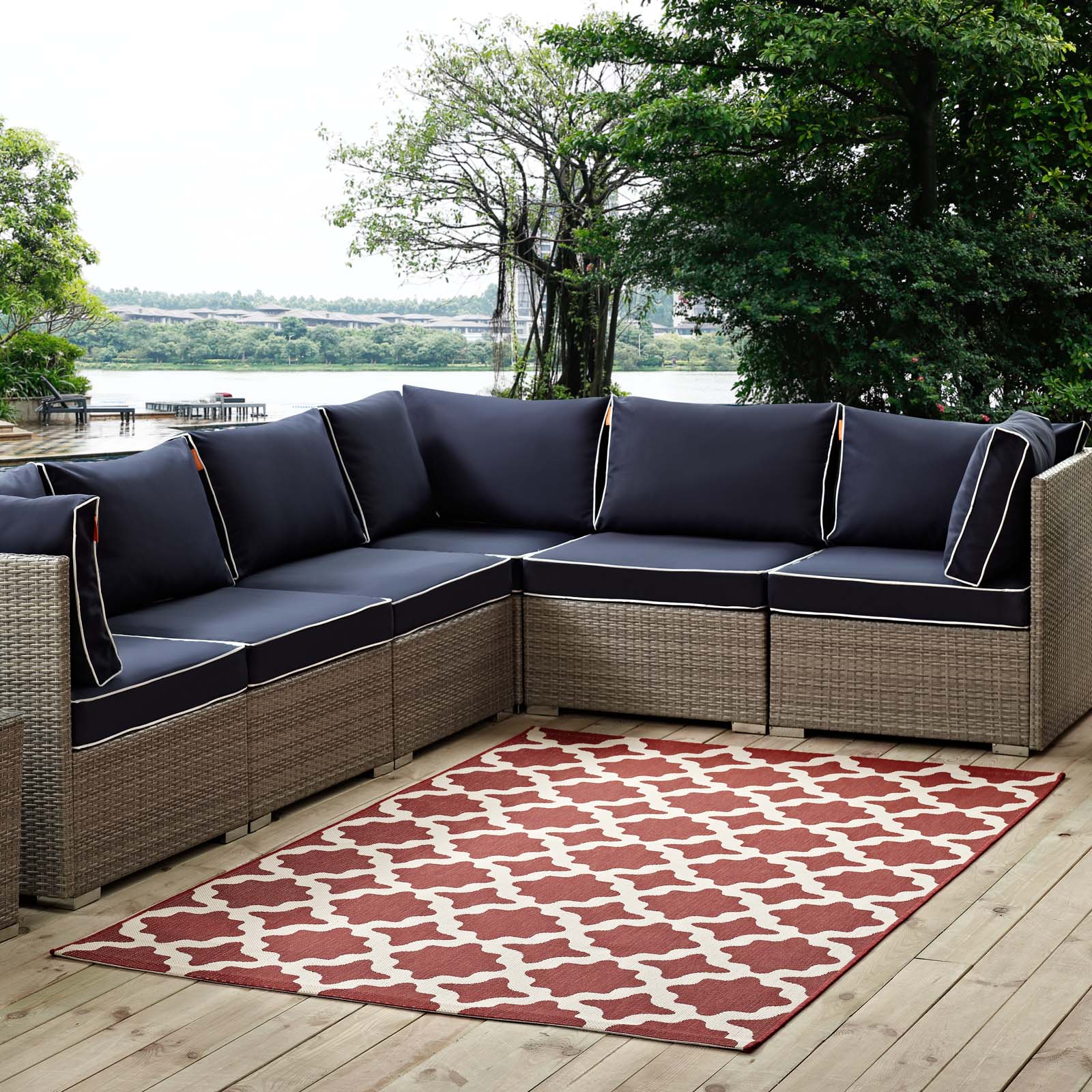Cerelia Moroccan Trellis Indoor and Outdoor 5x8 Area Rug by Modway