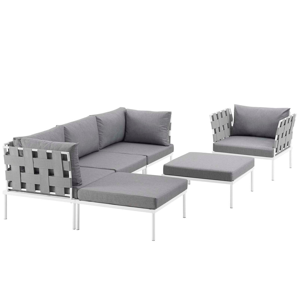 Harmony 6 Piece Outdoor Patio Aluminum Sectional Sofa Set by Modway