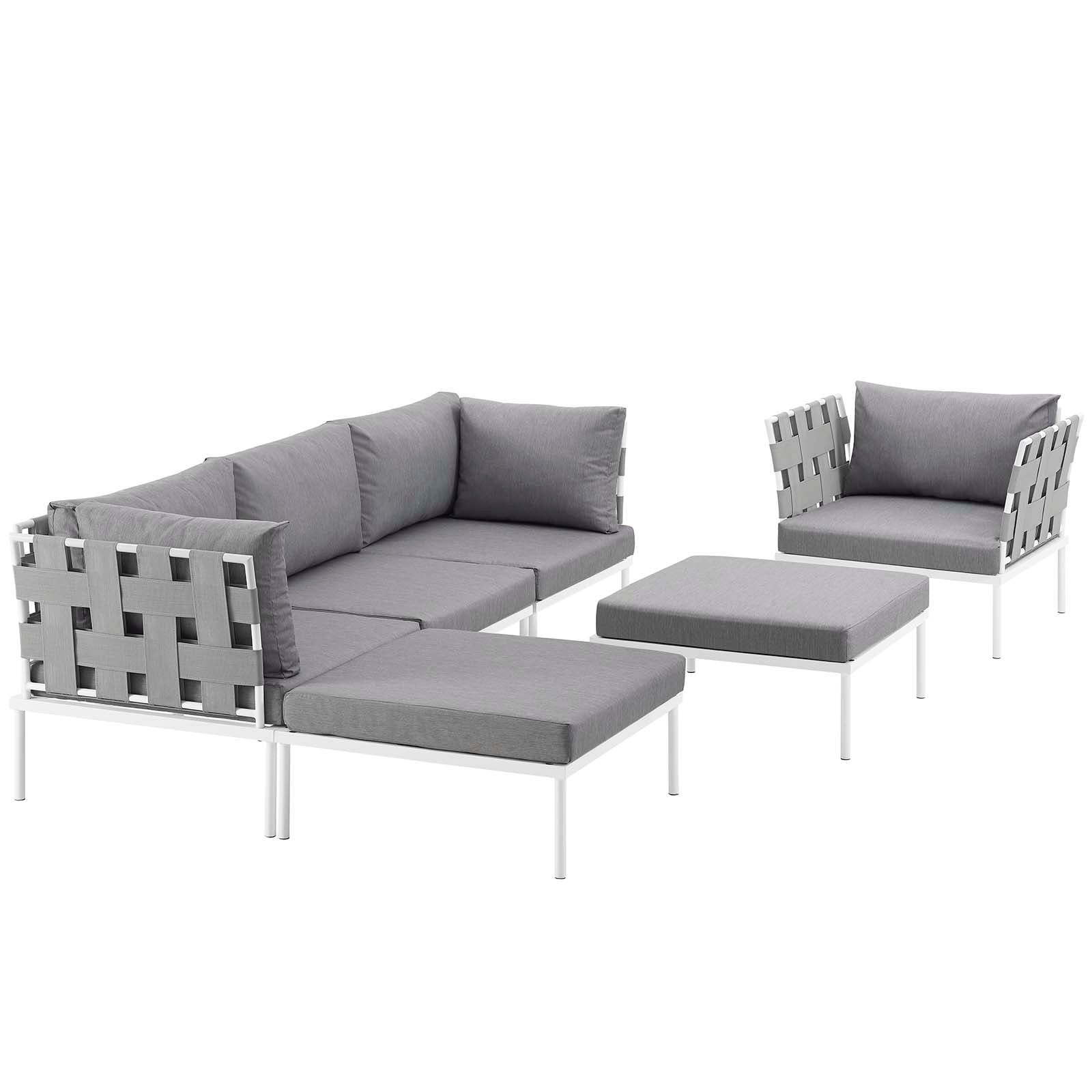 Harmony 6 Piece Outdoor Patio Aluminum Sectional Sofa Set by Modway