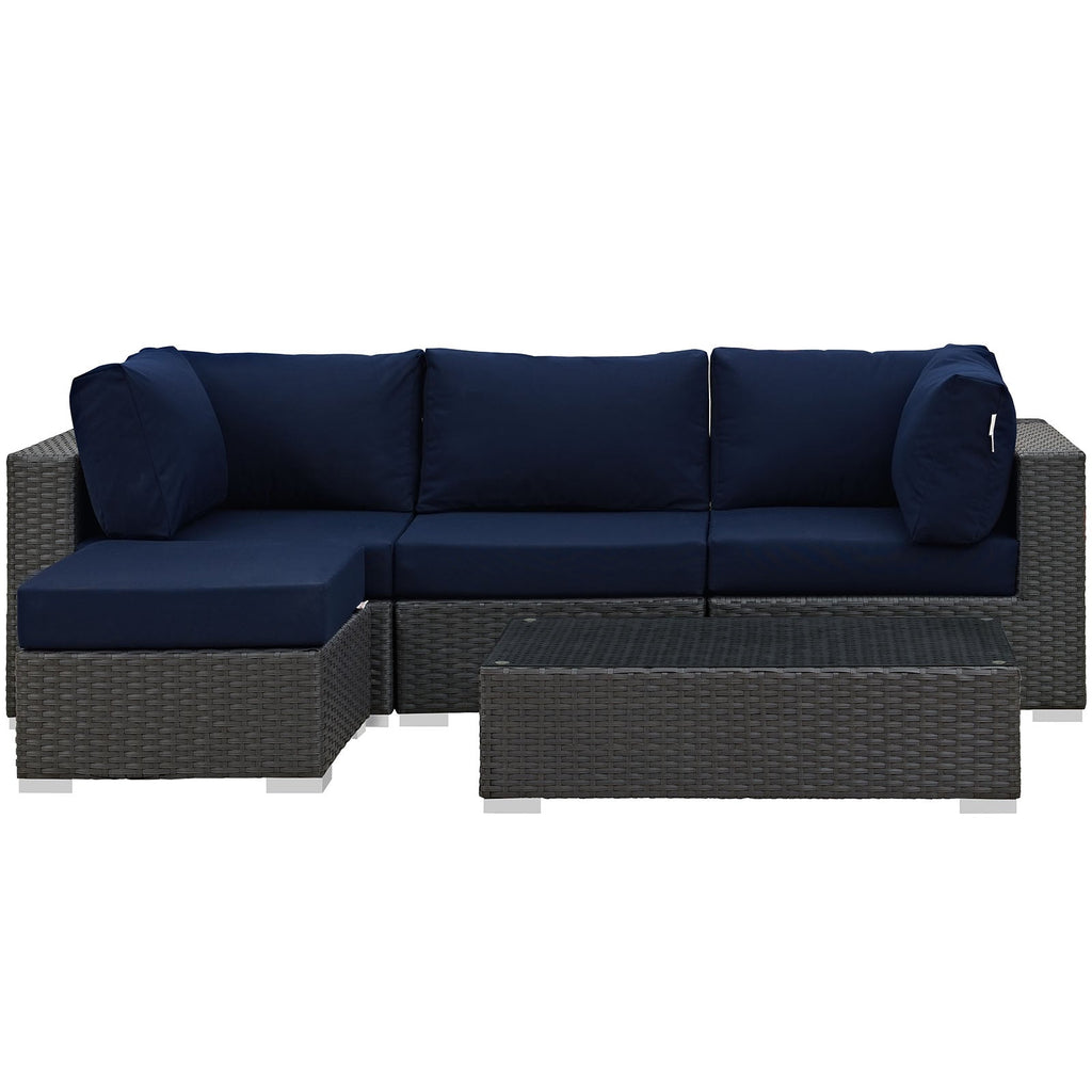 Sojourn 5 Piece Outdoor Patio Sunbrella¨ Sectional Set by Modway