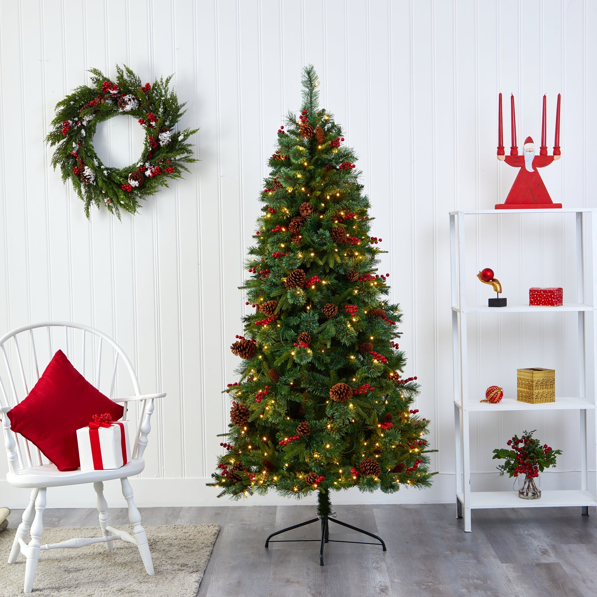 6.5' Norway Mixed Pine Artificial Christmas Tree w/ 350 Clear LED Lights