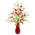 Cherry Blossom Artificial Arrangement in Ruby Vase