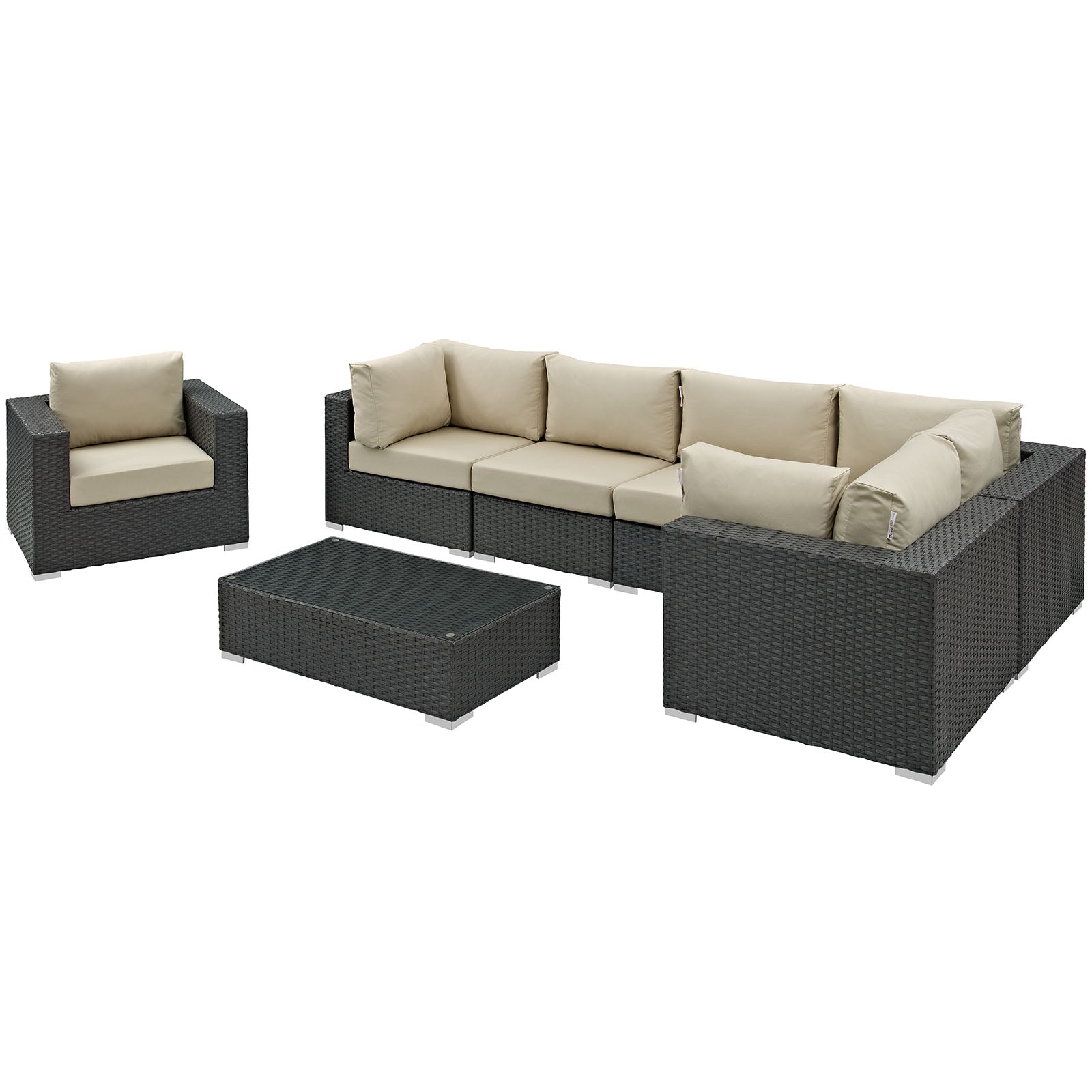 Sojourn 7 Piece Outdoor Patio Sunbrella¨ Sectional Set by Modway
