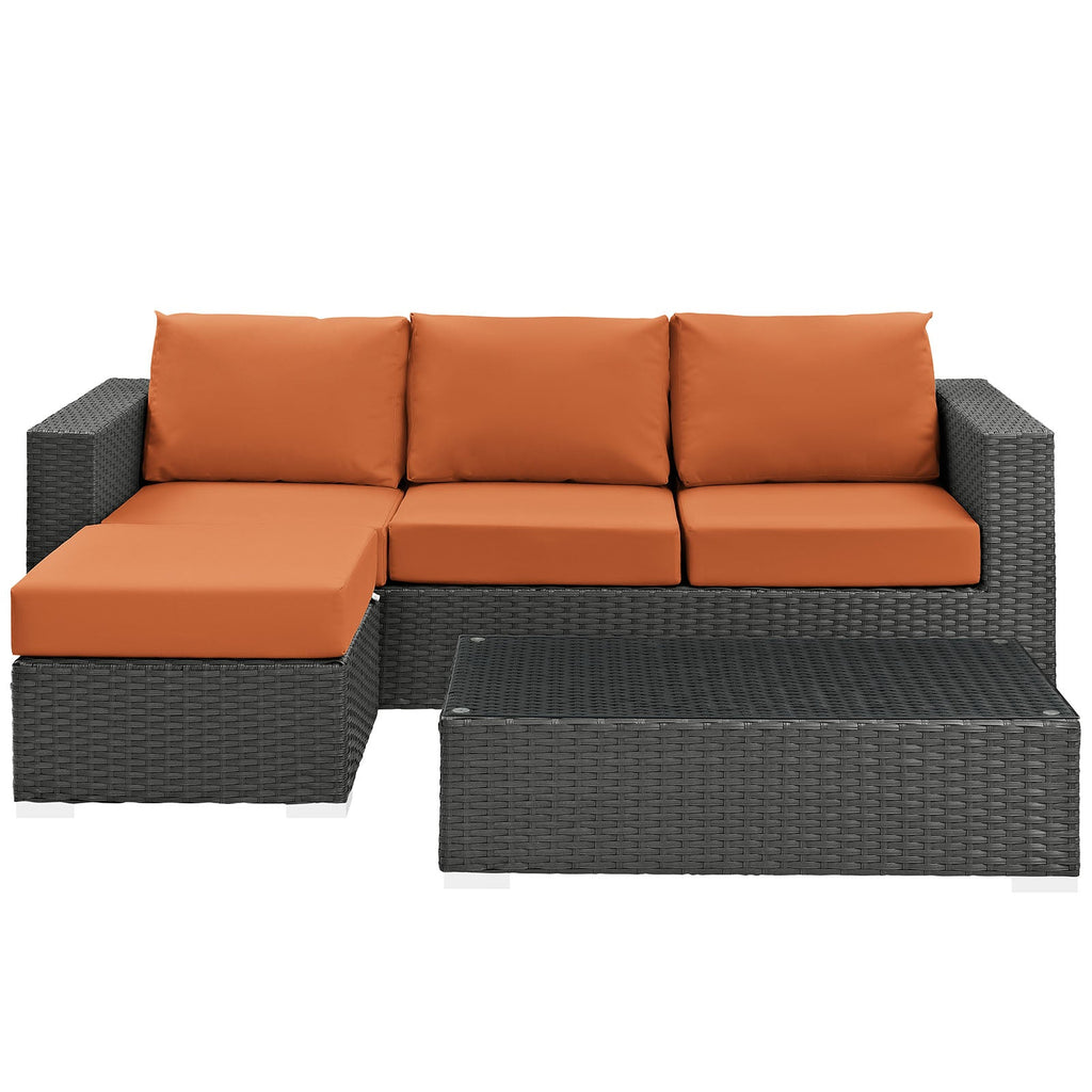 Sojourn 3 Piece Outdoor Patio Sunbrella¨ Sectional Set by Modway
