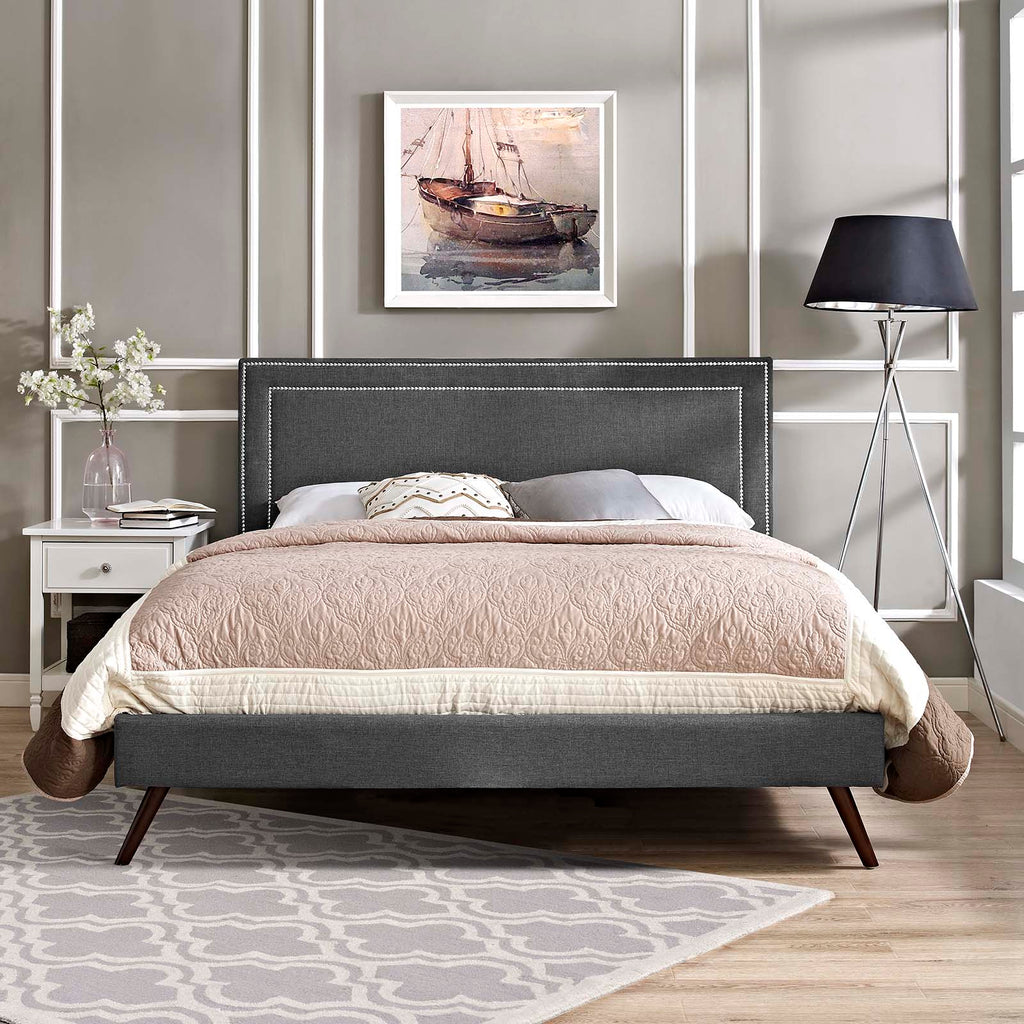 Virginia Fabric Queen Platform Bed with Round Splayed Legs by Modway