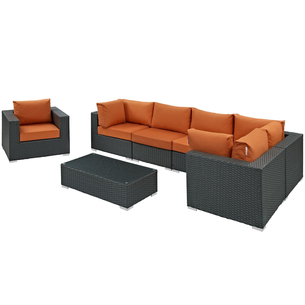 Sojourn 7 Piece Outdoor Patio Sunbrella¨ Sectional Set by Modway