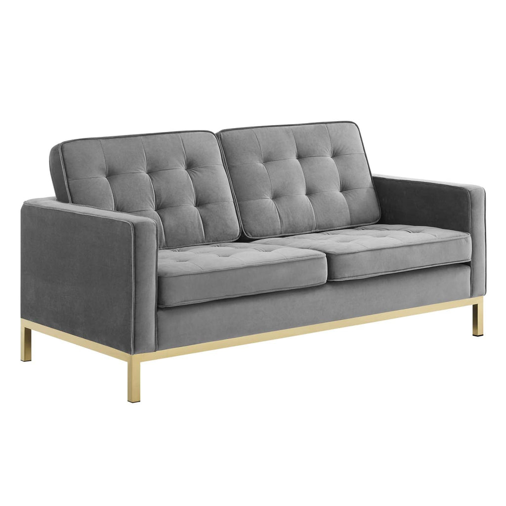 Loft Gold Stainless Steel Leg Performance Velvet Loveseat by Modway