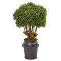 44" Boxwood Artificial Topiary Tree in Metal Planter