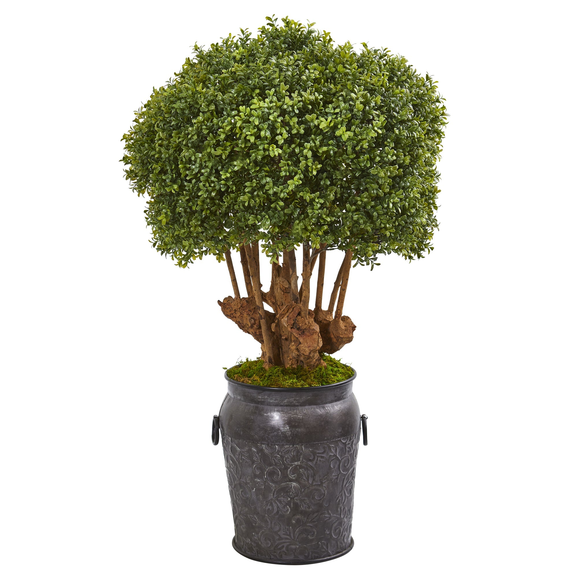 44" Boxwood Artificial Topiary Tree in Metal Planter