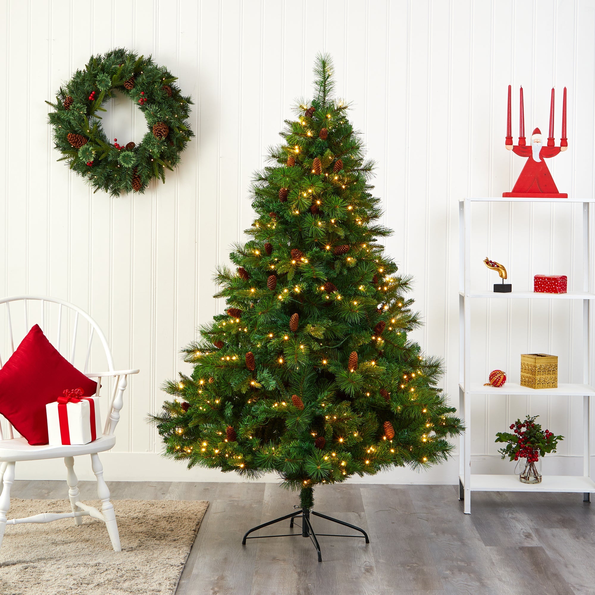 6' West Virginia Full Bodied Mixed Pine Artificial Christmas Tree w/ 300 LED