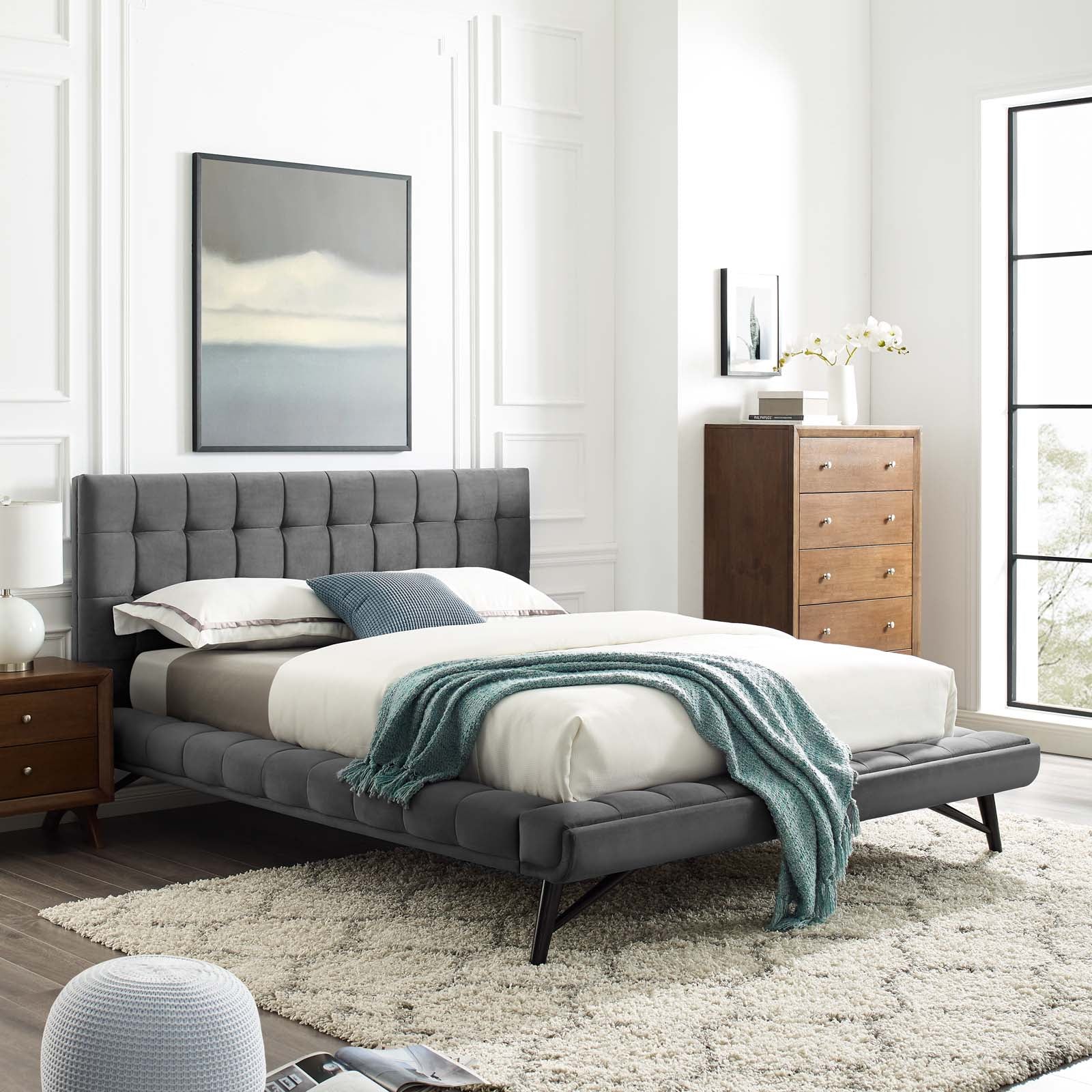 Julia Biscuit Tufted Performance Velvet Queen Platform Bed by Modway