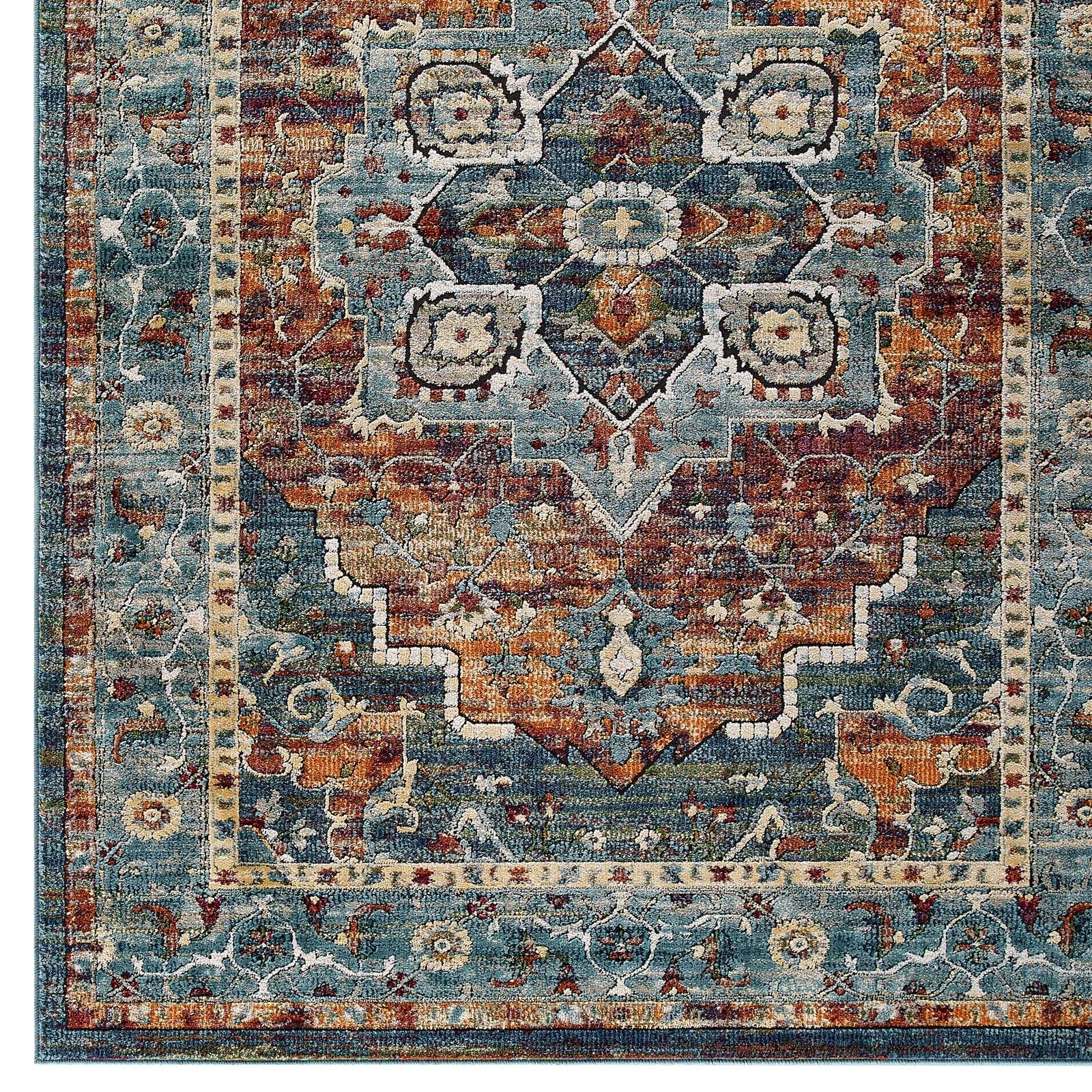 Tribute Diantha Distressed Vintage Floral Vintage Medallion 5x8 Area Rug by Modway