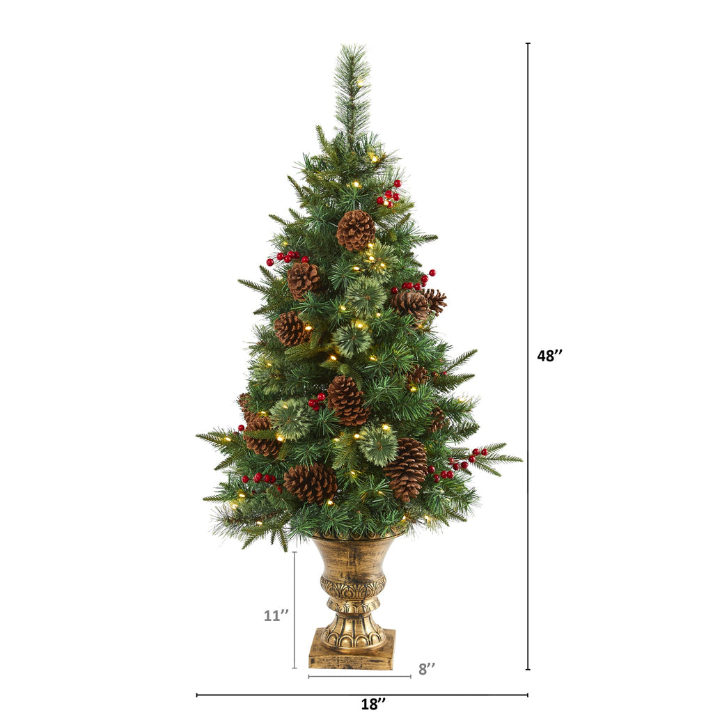 4' Pine, Pinecone and Berries Artificial Christmas Tree in Decorative Urn