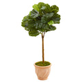 44" Fiddle Leaf Artificial Tree in Terracotta Planter (Real Touch)
