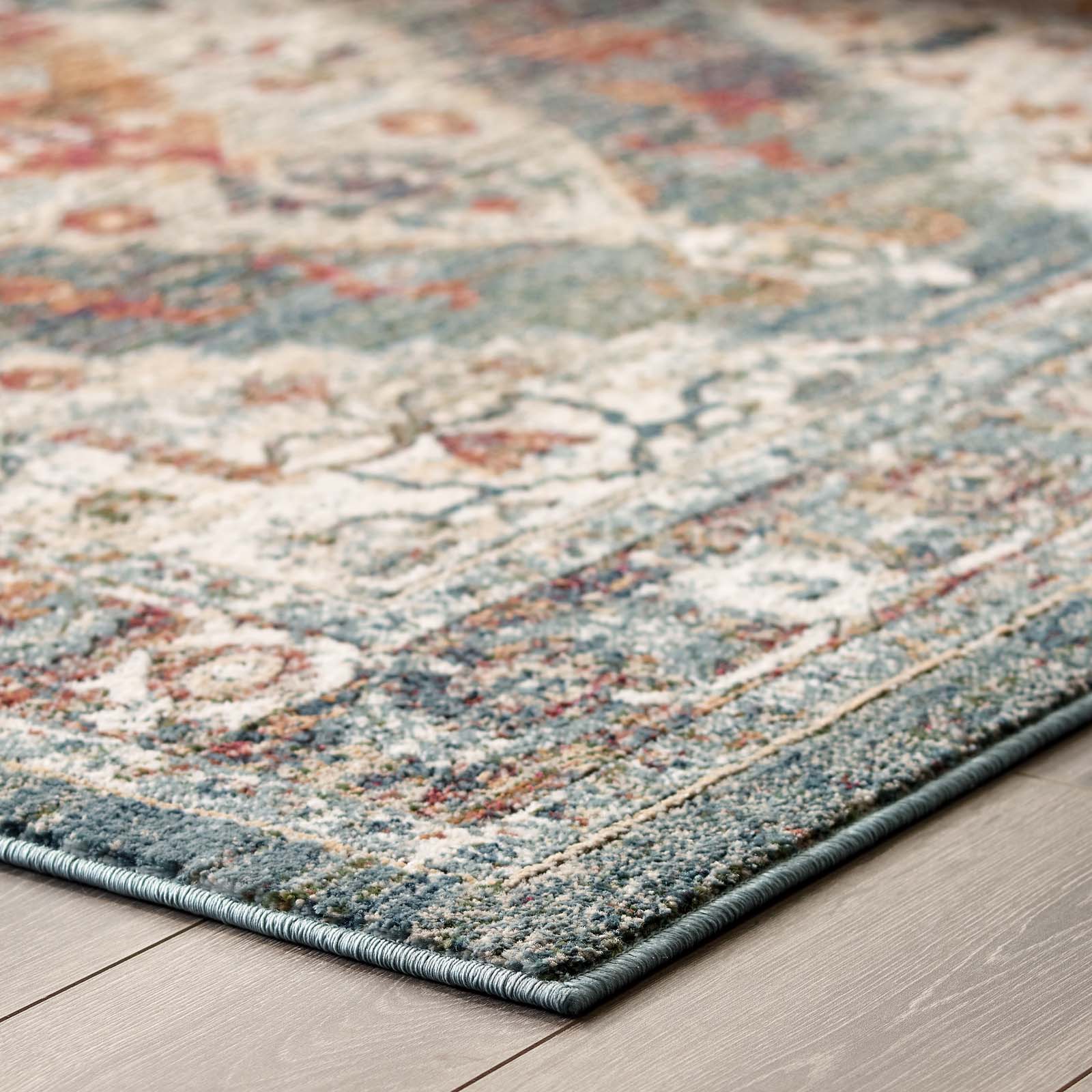 Tribute Camellia Distressed Vintage Floral Vintage Medallion 5x8 Area Rug by Modway