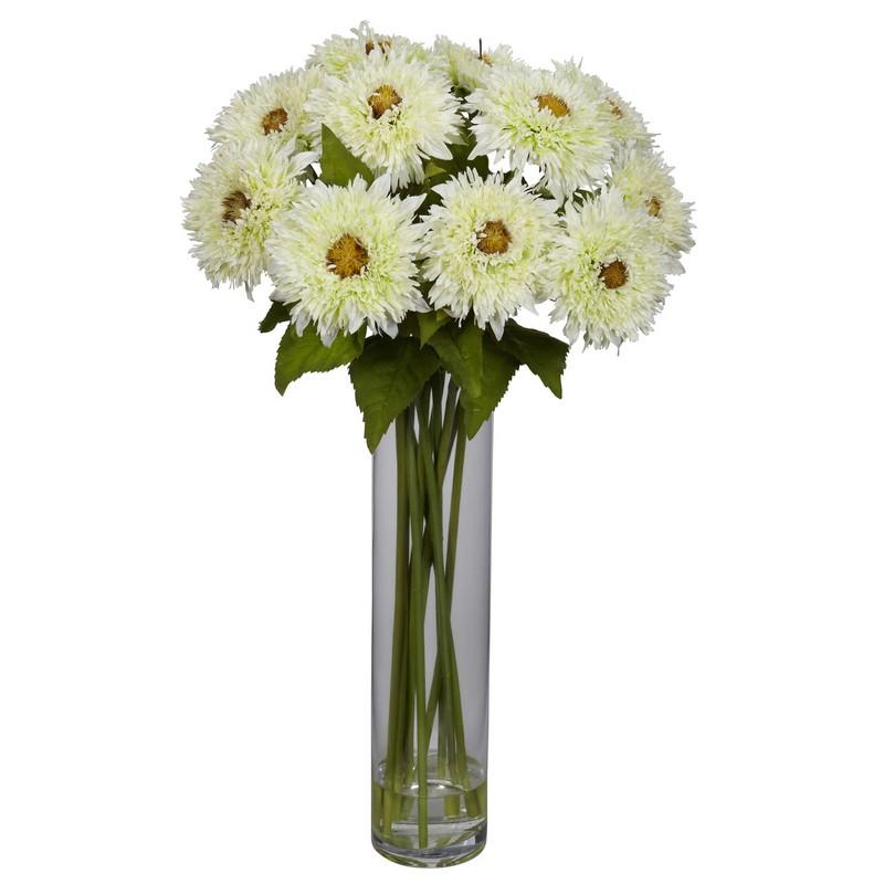 Sunflower w/Cylinder Silk Flower Arrangement