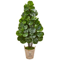 5' Fiddle Leaf Fig Artificial Tree in Farmhouse Planter