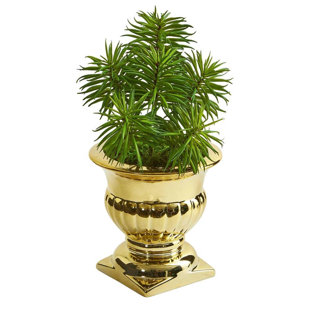 Spiky Succulent Artificial Plant in Gold Urn
