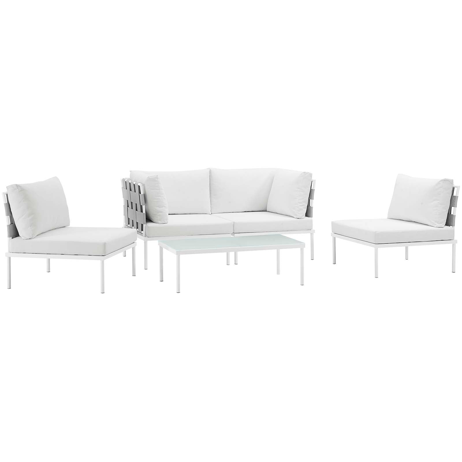 Harmony 5 Piece Outdoor Patio Aluminum Sectional Sofa Set by Modway