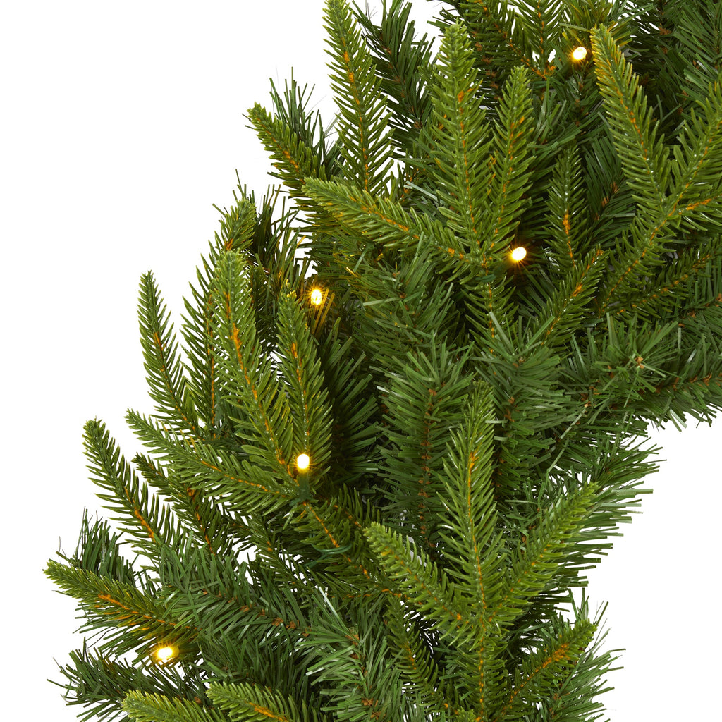 24" Long Pine Artificial Christmas Wreath with 35 Clear LED Lights