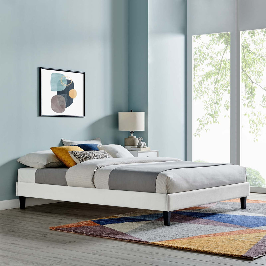 Reign Performance Velvet Queen Platform Bed Frame by Modway