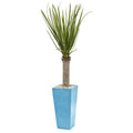 4' Yucca Artificial Tree in Turquoise Planter