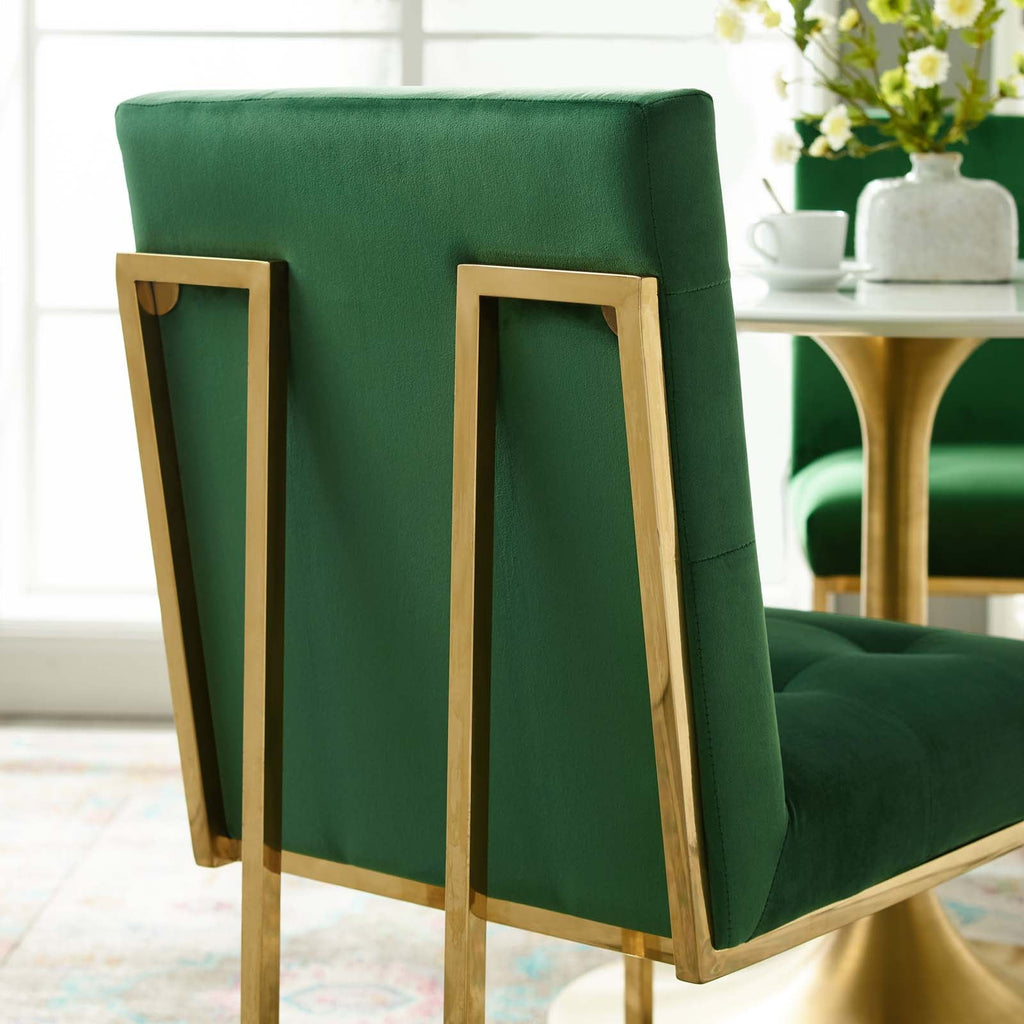 Privy Gold Stainless Steel Performance Velvet Dining Chair by Modway