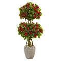 4.5' Double Bougainvillea Topiary Artificial Tree in Oval Planter