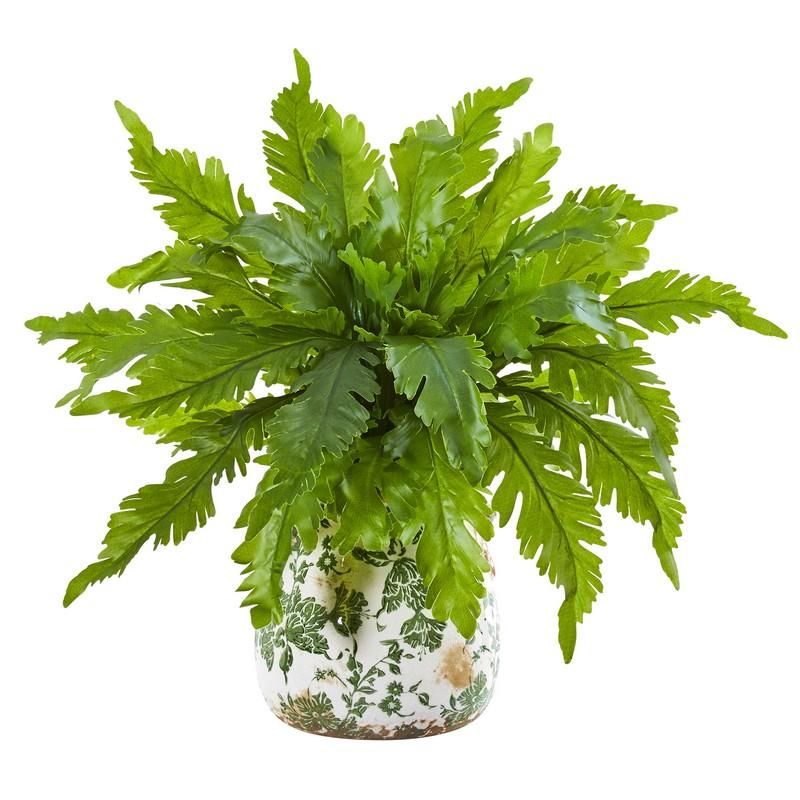 13"  Fern Artificial Plant in Floral Vase