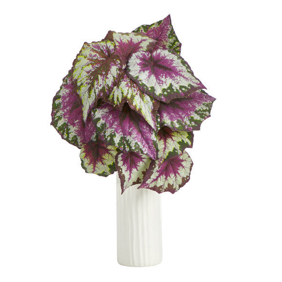 18" Wax Begonia Artificial Plant in White Planter