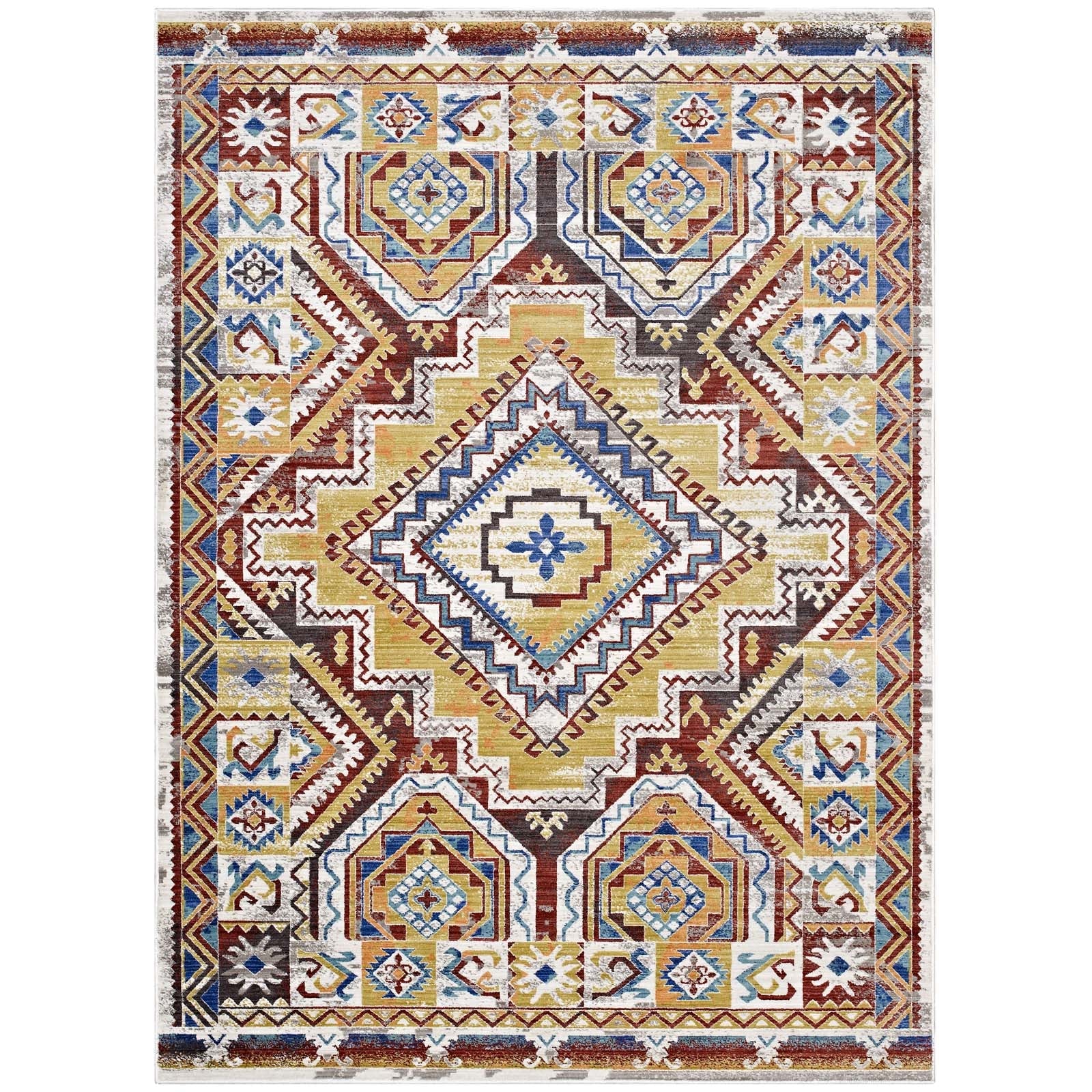 Florita Distressed Southwestern Aztec 5x8 Area Rug by Modway