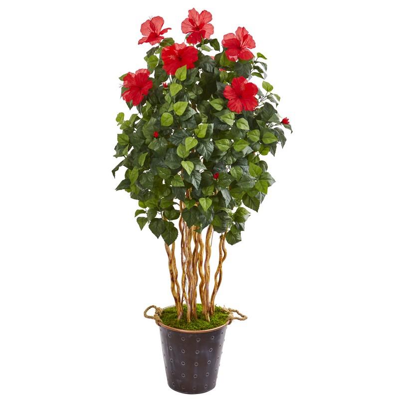 62"  Hibiscus Artificial Tree in Decorative Planter