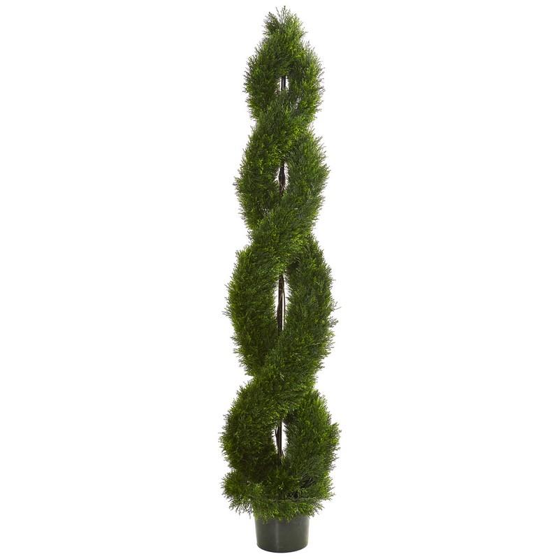 7.5' Double Pond Cypress Spiral Topiary Artificial Tree UV Resistant