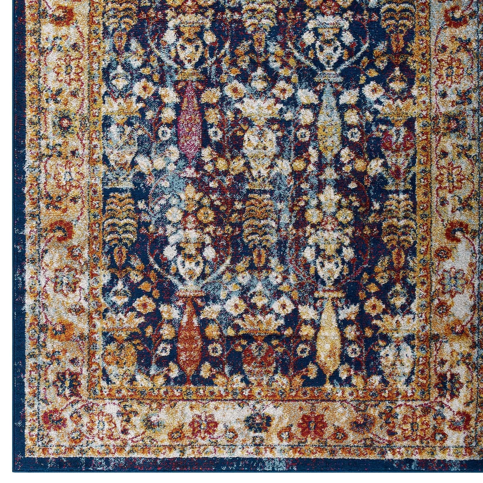 Entourage Jessa Distressed Vintage Floral Lattice 5x8 Area Rug by Modway