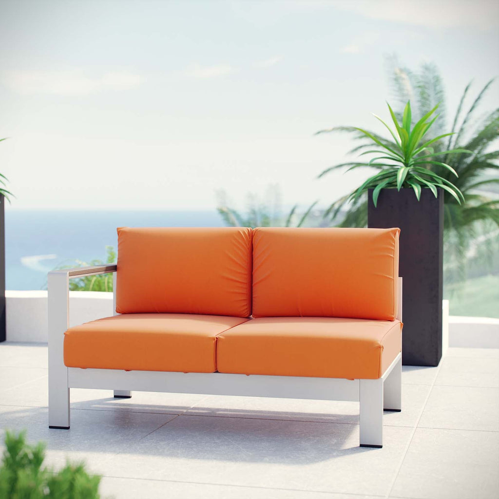 Shore Left-Arm Corner Sectional Outdoor Patio Aluminum Loveseat by Modway
