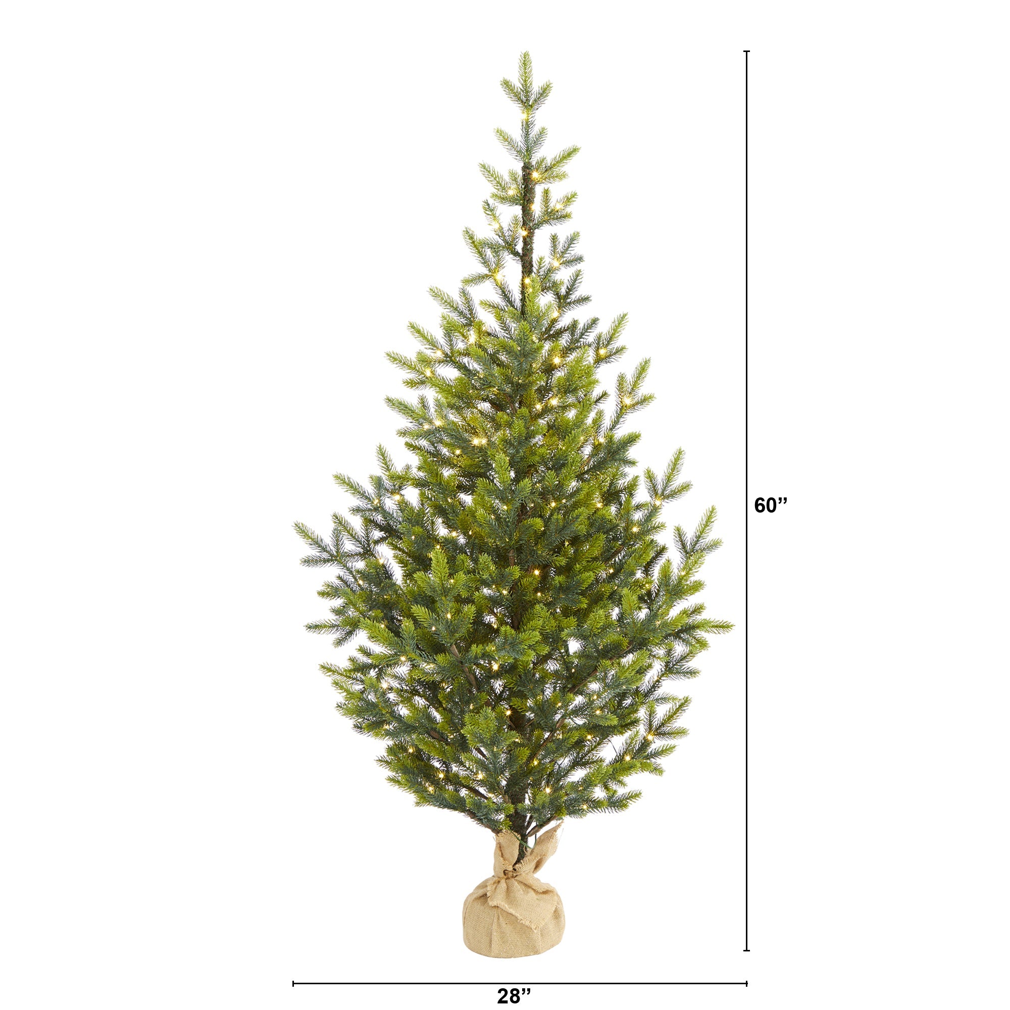 5' Fraser Fir "Natural Look" Artificial Christmas Tree w 200 Clear LED Lights