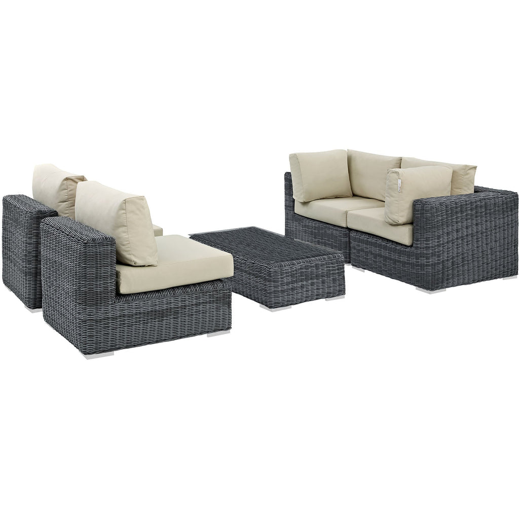 Summon 5 Piece Outdoor Patio Sunbrella¨ Sectional Set by Modway