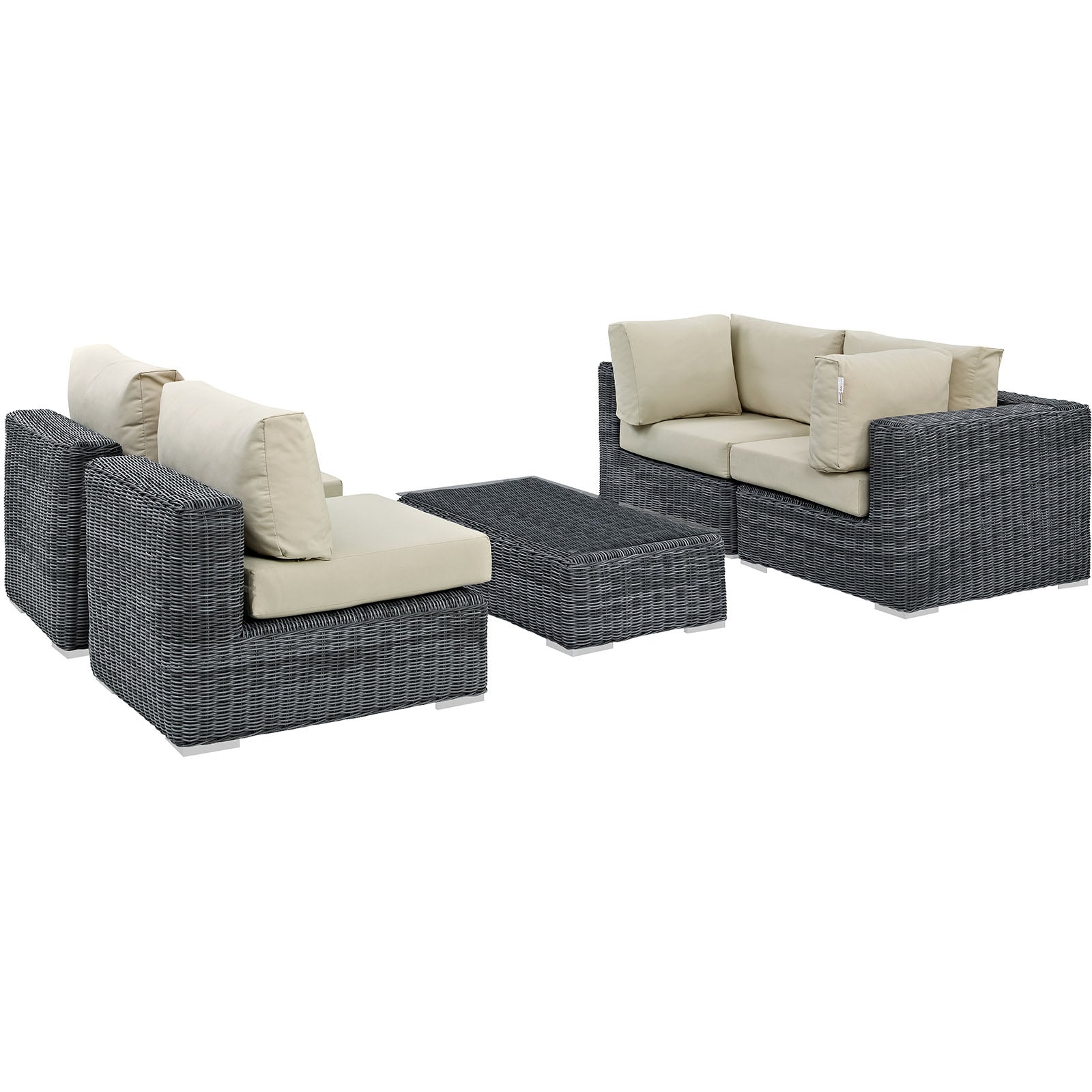 Summon 5 Piece Outdoor Patio Sunbrella¨ Sectional Set by Modway