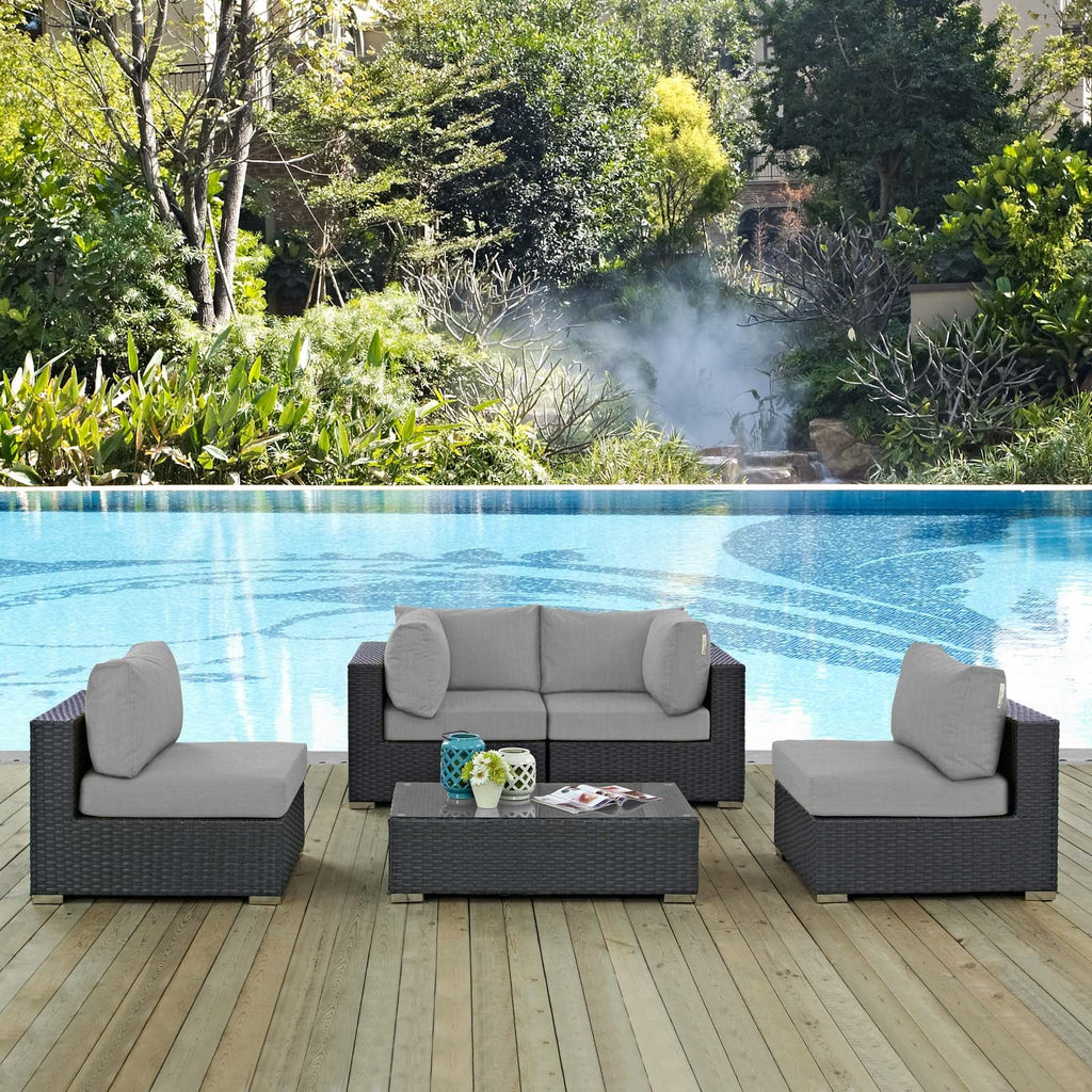 Sojourn 5 Piece Outdoor Patio Sunbrella¨ Sectional Set by Modway