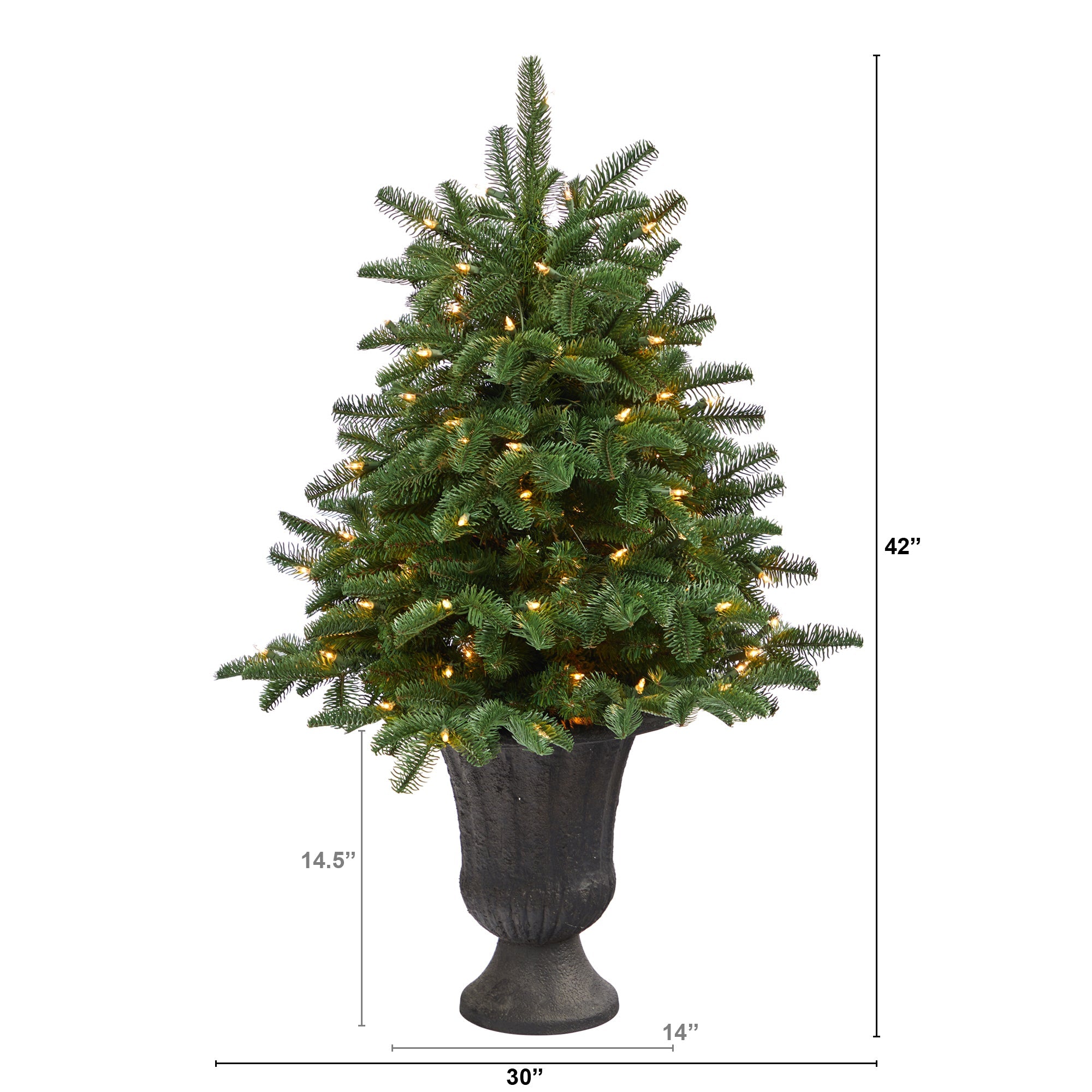 3.5' South Carolina Spruce Artificial Christmas Tree w/ 100 White Warm Light