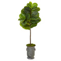 52" Fiddle Leaf Artificial Tree in Vintage Metal Planter (Real Touch)